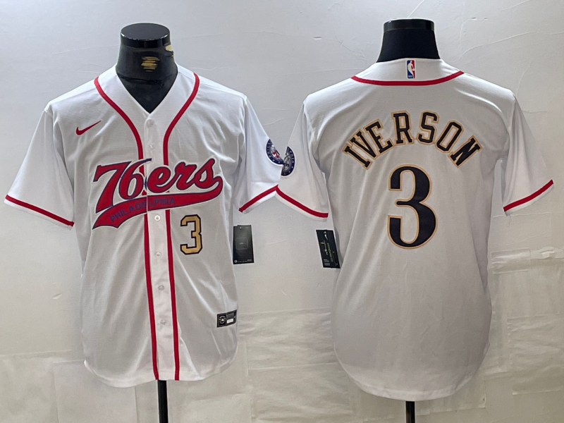 Men Philadelphia 76ers #3 Iverson white Adidas NBA Jersey 20241121->philadelphia 76ers->NBA Jersey